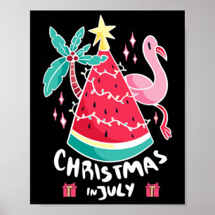 Poster Noël en Juillet Pastèque Arbre de Noël d'Été