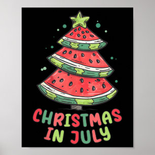 Poster Noël En Juillet Pastèque Noël Arbre Hommes D'Été