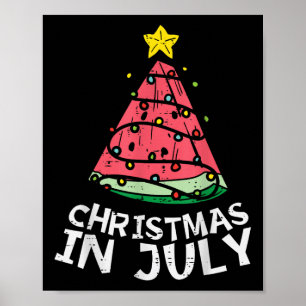 Poster Noël En Juillet Pastèque Noël Arbre Hommes D'Été
