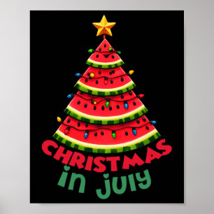 Poster Noël En Juillet Pastèque Noël Arbre Hommes D'Été