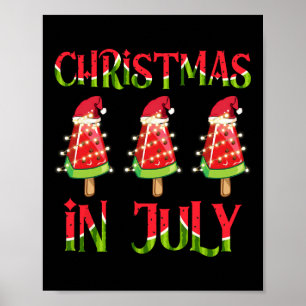 Poster Noël En Juillet Pastèque Noël Arbre Hommes D'Été