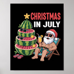 Poster Noël En Juillet Père Noël Beach Watermelon Kids To