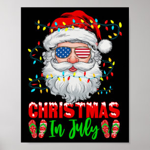 Poster Noël En Juillet Père Noël Patriotique Festive Noël