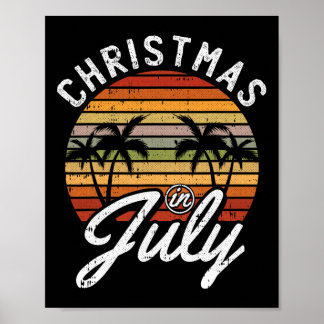 Poster Noël en juillet Rétro Plage Tropicale Été Hawa