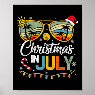 Poster Noël en juillet Santa Hat Lunettes de soleil été V