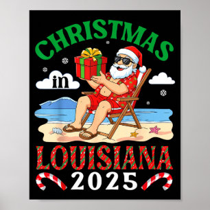 Poster Noël en Louisiane 2025 Santa Beach Lounge Hol