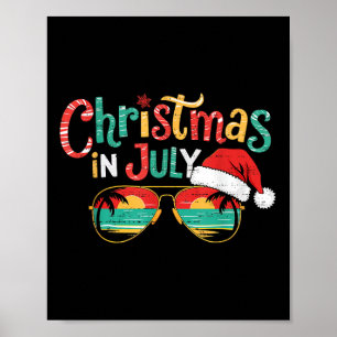 Poster Noël ensoleillé En Juillet Été Noël Plage Vacati