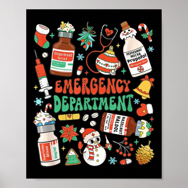 Poster Noël Er Infirmière Service d'Urgence Er Ed Nurs (Devant)