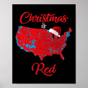 Poster Noël Est Rouge Carte Électorale 2024 Trump Landsli