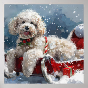 Poster Noël Festif au Chien Caniche