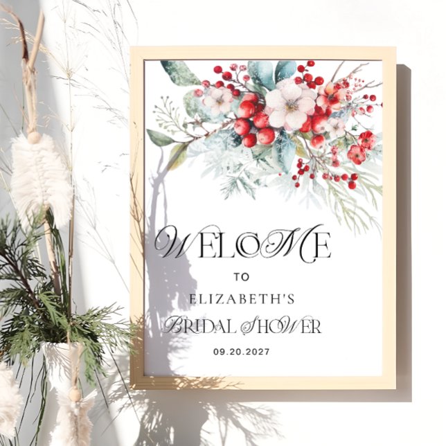 Poster Noël Floral Elegance Fête des mariées Bienvenue (Créateur téléchargé)