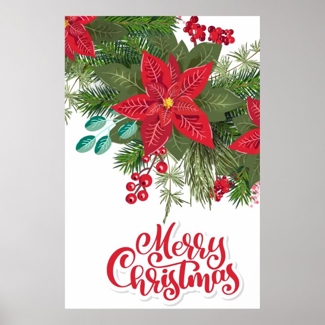 Poster Noël Floral Poinsettia (Devant)