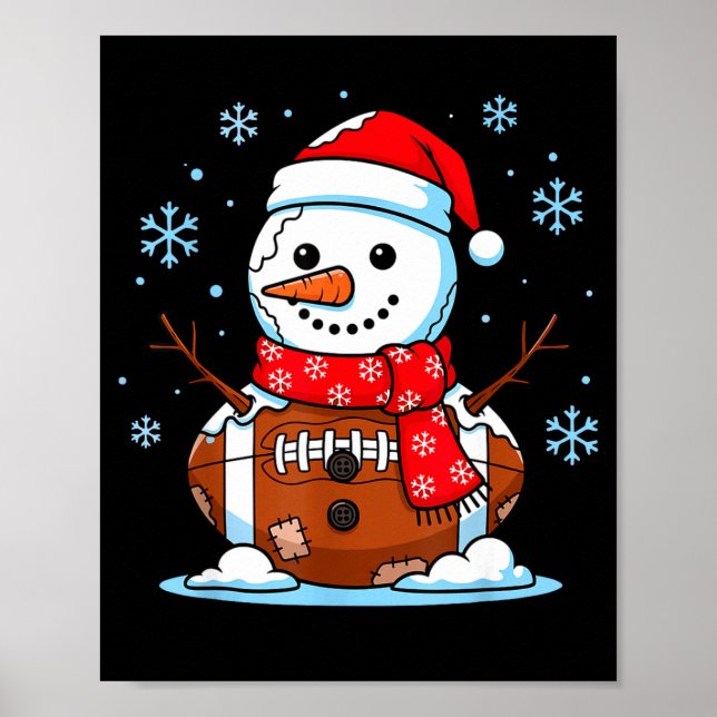 Poster Noël Football Bonhomme de neige Enfants Football N (Devant)