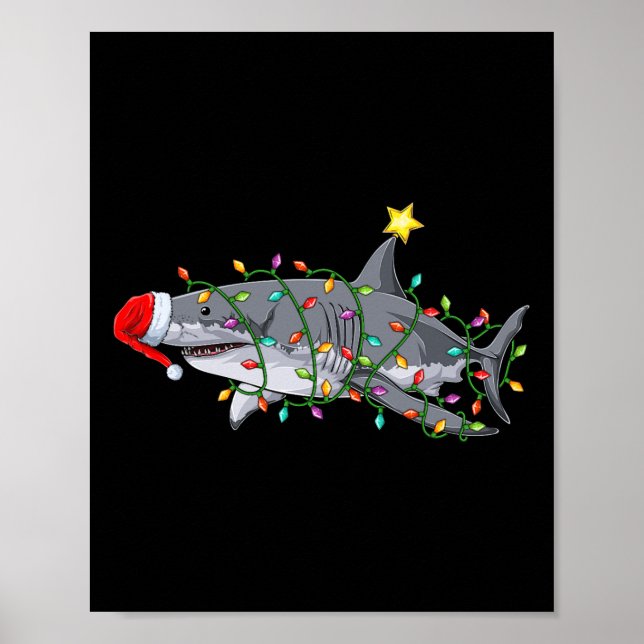 Poster Noël Graphique de Noël Requins amusants requins No (Devant)