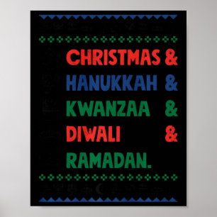 Poster Noël Hanoukka Kwanzaa Diwali Ramadan Funny Ug