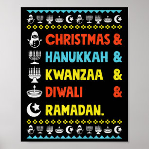 Poster Noël Hanoukka Kwanzaa Diwali Ramadan Funny Ug