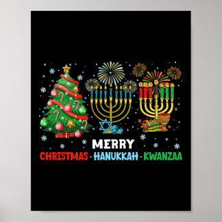 Poster Noël Hanoukka Kwanzaa Joyeux Joyeux Vacances Corre