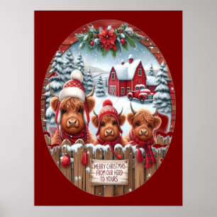 Poster Noël Highland Cow Bubblegum 2025