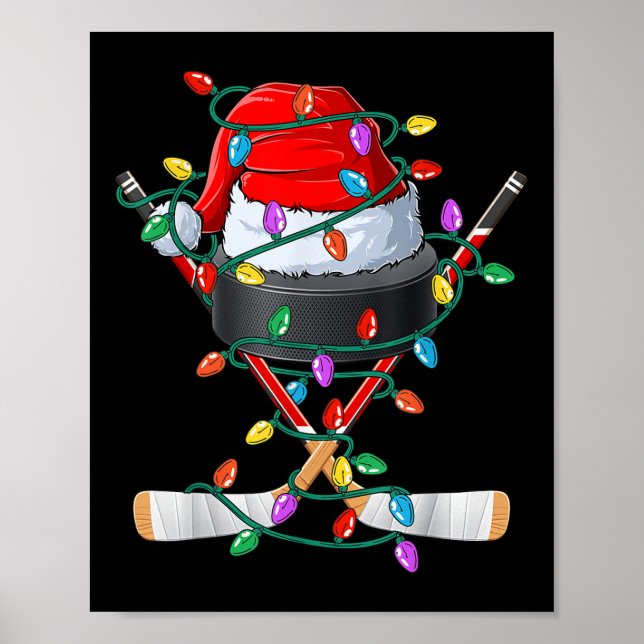 Poster Noël Hockey Noël Père Noël Sports Casquette Ball K (Devant)