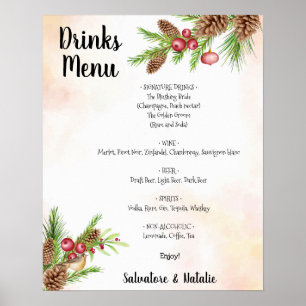 Poster Noël Mariage Boissons Menu Mariage Connexion