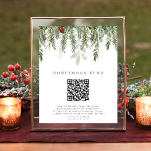 Poster Noël Mariage Lune de miel amusant Code QR Signal