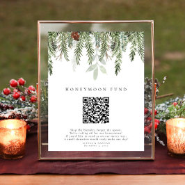 Poster Noël Mariage Lune de miel amusant Code QR Signal