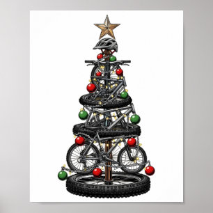 Poster Noël Mtb Vtt Arbre De Noël Drôle Hommes