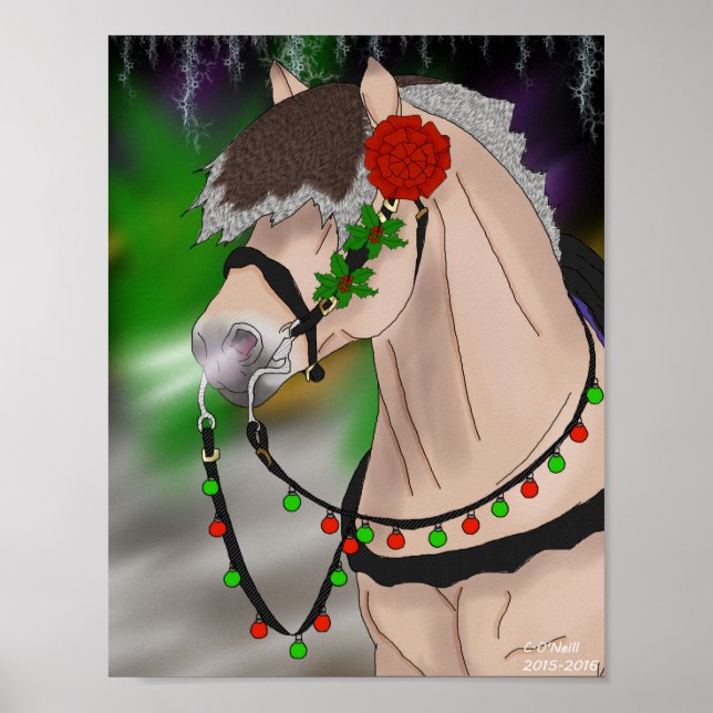 Poster Noël Norvégien Cheval du Fjord (Devant)