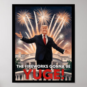 Poster Noël Nouvel An 2025 Vacances Trump Feu d'artifice