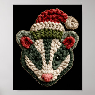Poster Noël Ossum Chapeau de Père Noël Forêt Animal Hiver