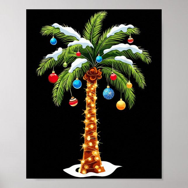 Poster Noël Palm Tree Trocal Hawaii Noël (Devant)