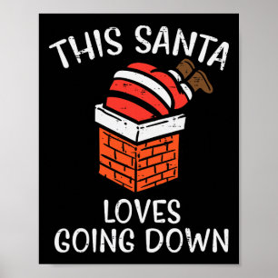 Poster Noël Père Noël aime descendre Chimney Fun Noël
