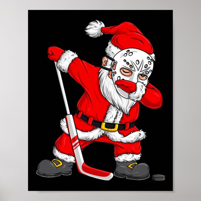 Poster Noël Père Noël Dabbing Joueur de hockey Garçons En (Devant)