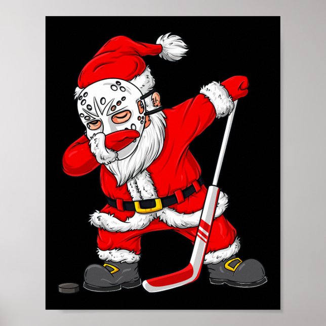 Poster Noël Père Noël Dabbing Joueur de hockey Garçons En (Devant)