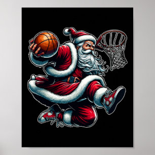 Poster Noël Père Noël Dunking Un Basket Garçons Ki
