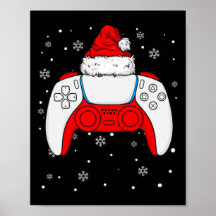 Poster Noël Père Noël Gamer Contrôleur Garçons Enfants Ad