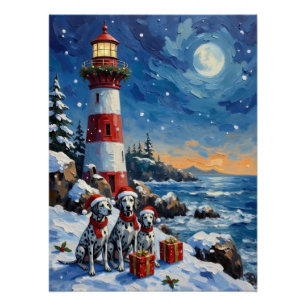 Poster Noël Phare Dalmatien Vacances