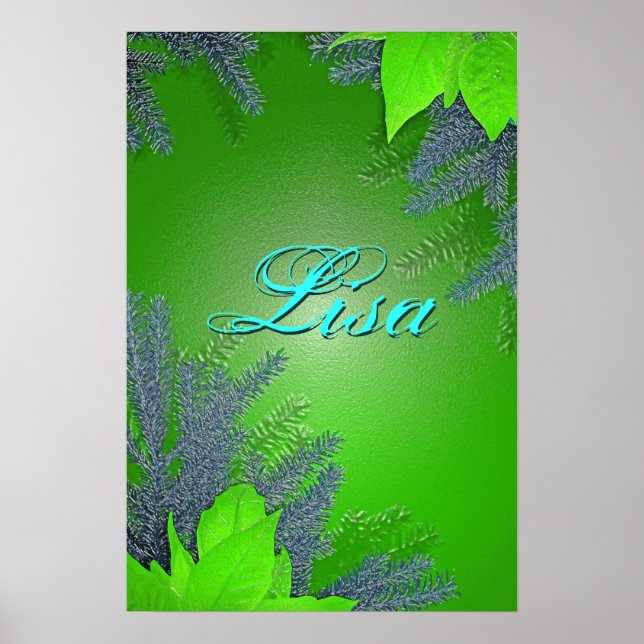 Poster Noël Poinsettia Green Lisa III (Devant)