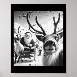 Poster Noël Reindeer Père Noël Selfie Drôle Noël Hommes F