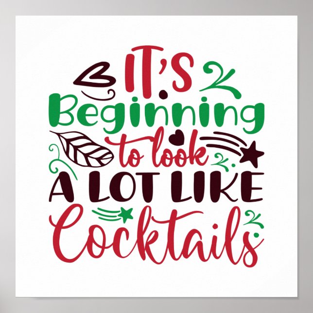 Poster Noël ressemble à des cocktails (Devant)