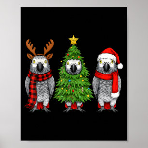 Poster Noël Rétro Africain G Perroquet Oiseau Santa Renne