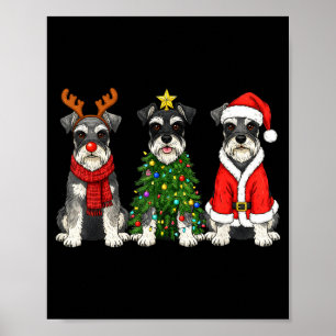 Poster Noël Rétro Miniature Schnauzer Santa Renne