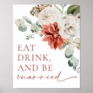 Poster Noël rouge Mange, Bois et Etre Marié