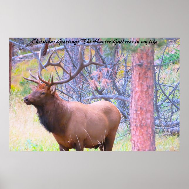 Poster Noël Salutations du chasseur Rassembleur dans ma v (Devant)