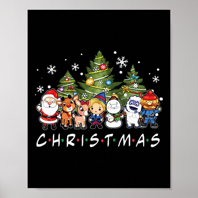 Poster Noël Santa Rudolph Snowman Family Xma (Devant)