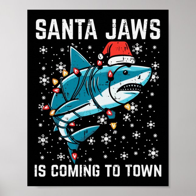 Poster Noël Shark Père Noël Jaws Jaws Jaws Hommes Garçons (Devant)