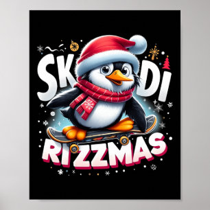 Poster Noël Skibidi Rizzmas Noël Cool Penguin Holida