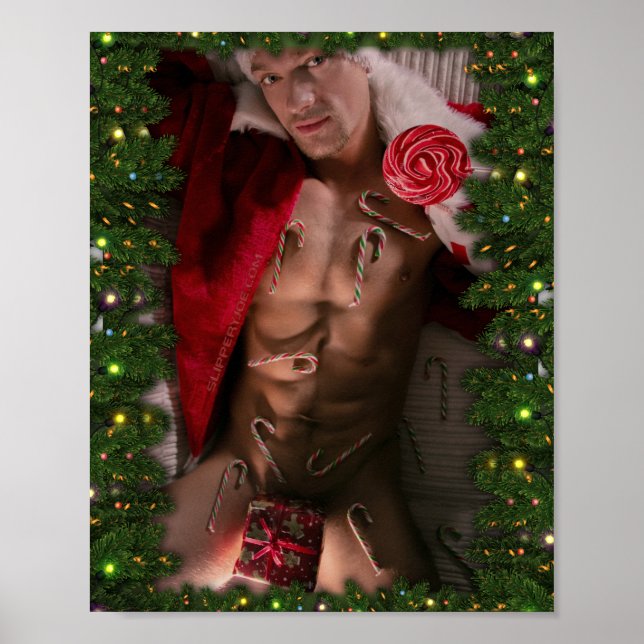 Poster Noël SlipperyJoe Cadeaux gay pride LGBTQIA canette (Devant)
