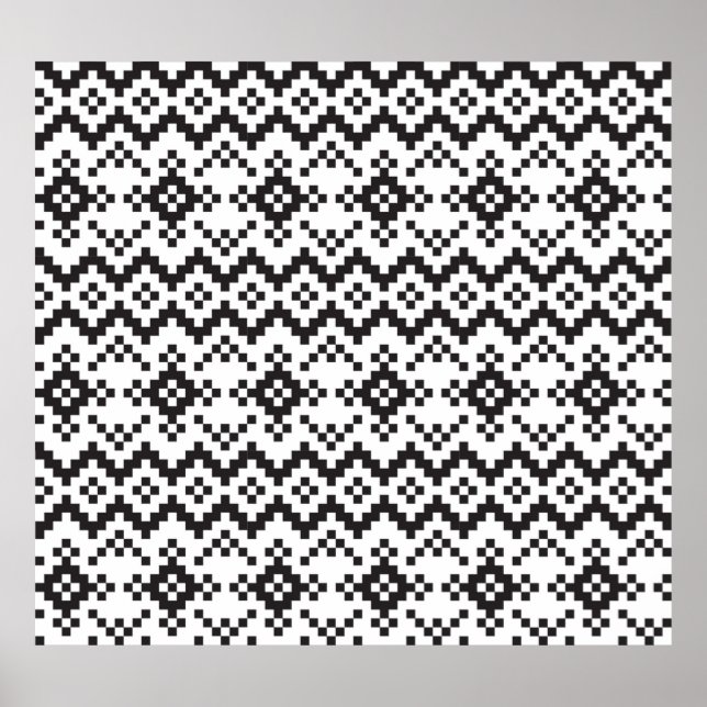 Poster Noël Snowflakes Fair Isle Seamless Patternart (Devant)