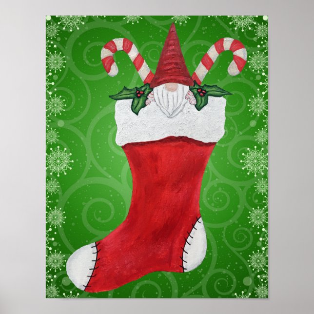 Poster Noël Stocker Gnome Sucres de canne Snowflakes (Devant)